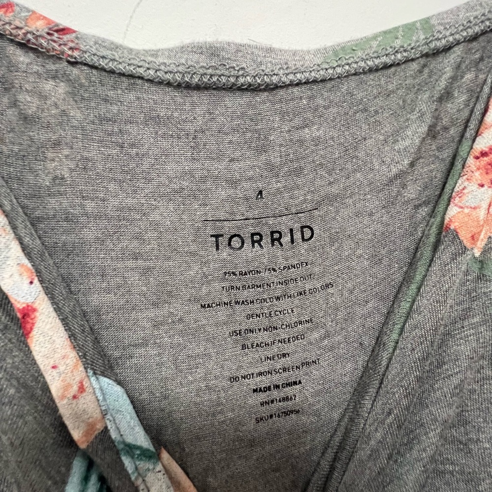 Torrid Gray Floral Long Sleeve Dress - Picture 5 of 7